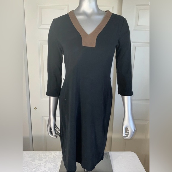 Ralph Lauren Dresses & Skirts - Ralph Lauren Petites Women's Dress Black Faux Suede Cotton VNeck Size PM No Belt